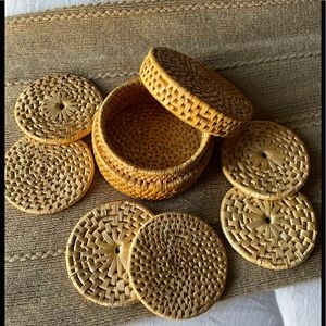 Woven Coaster Set & Holder